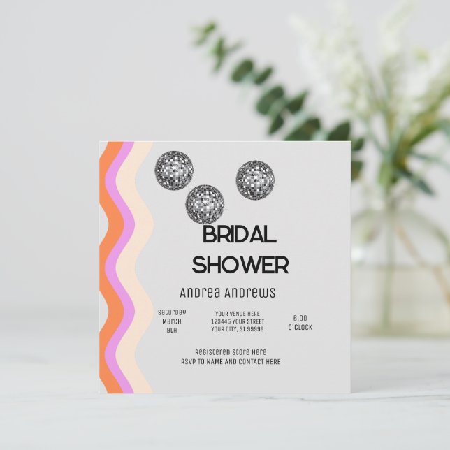 Disco Bridal Shower Invitation (Standing Front)