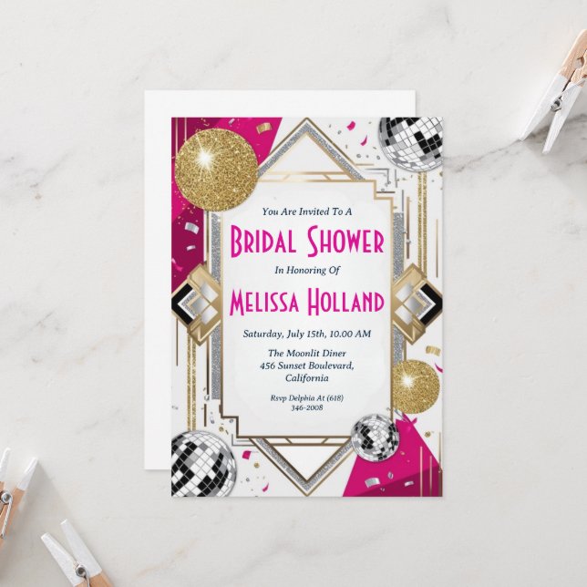 disco bridal shower invitation (Front/Back In Situ)