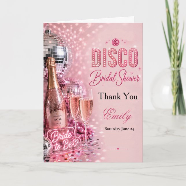Disco Bridal Shower Thank You Card (Front)