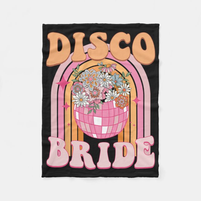 Disco Bride Bridesmaid Retro Rainbow Bachelorette  Fleece Blanket (Front)