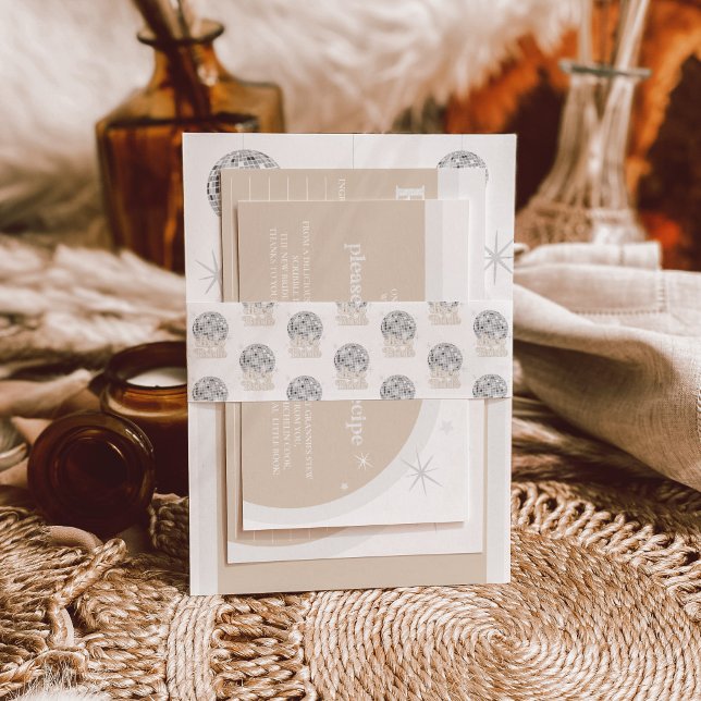 Disco Bride Retro Disco Ball Bridal Shower  Invitation Belly Band (Disco Bride Retro Disco Ball Bridal Shower Invitation Belly Band)