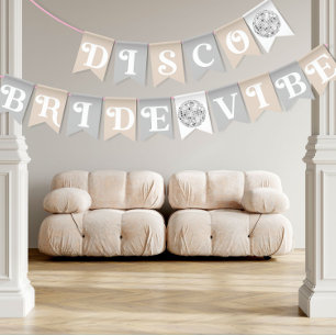 Disco Bride Vibe Silver Retro Bridal Shower Bunting