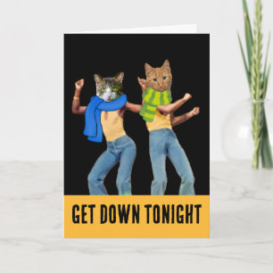 DISCO CAT CATS BIRTHDAY FUNNY GREETING CARD