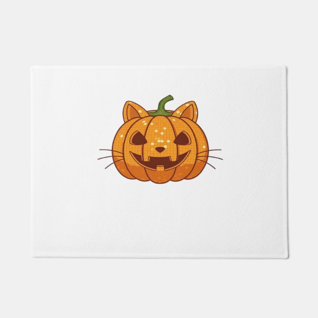 Disco Cat Jack o'Lantern Classic T-Shirt Doormat (Front)