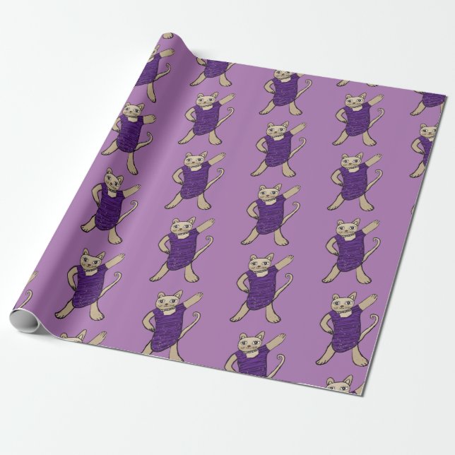 Disco Cat Wrapping Paper (Unrolled)