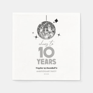 Disco Cheers 10 Years Wedding Anniversary Party Napkin