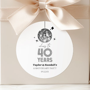 Disco Cheers 40 Years Wedding Anniversary Party Classic Round Sticker