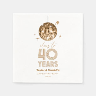 Disco Cheers 40 Years Wedding Anniversary Party Napkin