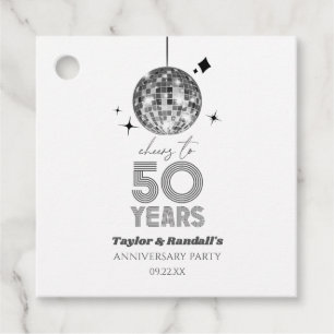 Disco Cheers 50 Years Wedding Anniversary Party Favour Tags