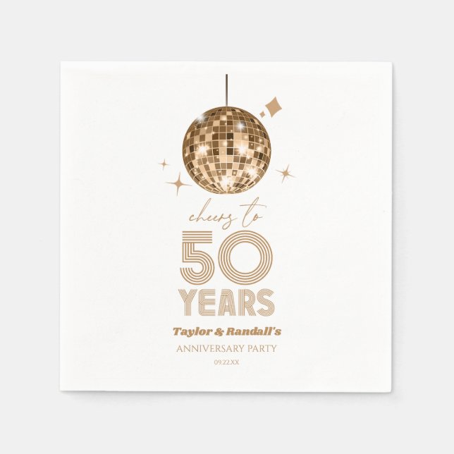 Disco Cheers 50 Years Wedding Anniversary Party Napkin (Front)
