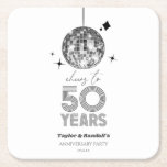 Disco Cheers 50 Years Wedding Anniversary Party Square Paper Coaster<br><div class="desc">These are Silver Disco Ball Cheers To 50 Years 50th Wedding Anniversary Party Paper Coasters!</div>