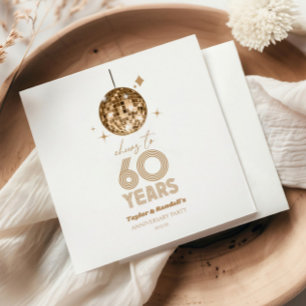 Disco Cheers 60 Years Wedding Anniversary Party Napkin