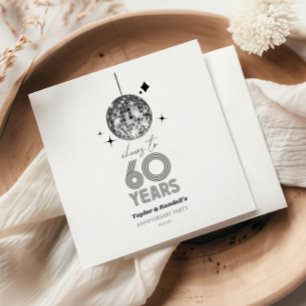 Disco Cheers 60 Years Wedding Anniversary Party Napkin