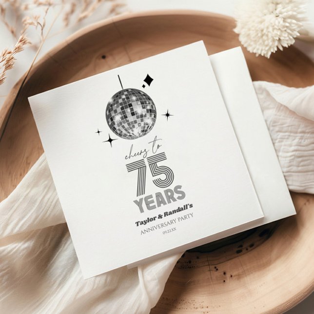 Disco Cheers 75 Years Wedding Anniversary Party Napkin (Creator Uploaded)
