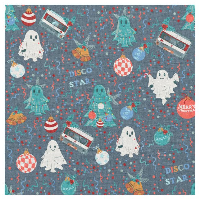 disco christmas music cassette ghost fabric (Close Up)