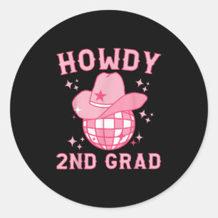 Disco Cowboy Howdy 2nd Grade Teacher Western Back Classic Round Sticker