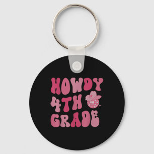 Disco Cowboy Howdy 4th Grade Teacher Western Back Key Ring