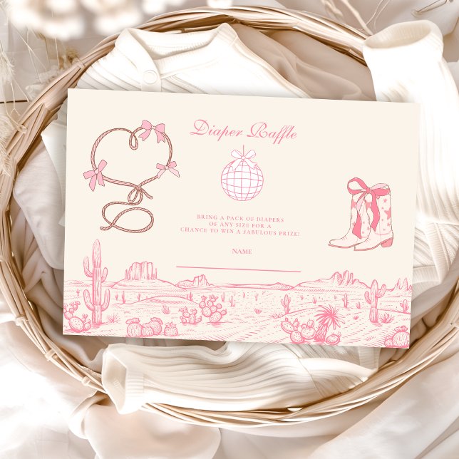Disco Cowgirl Baby Shower Diapper Raffle Enclosure Card (Creator Uploaded)