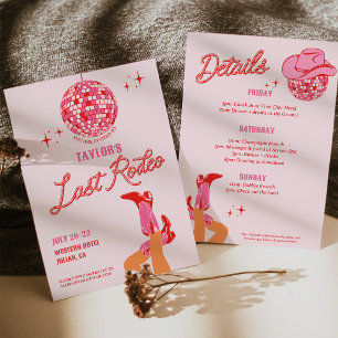 Disco Cowgirl Bachelorette Itinerary Invitation