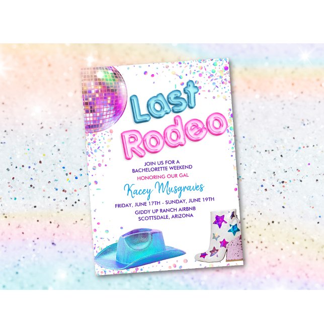 Disco Cowgirl Bachelorette Weekend Itinerary Invitation (Creator Uploaded)