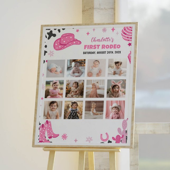 Disco Cowgirl Birthday Photo Milestone Poster (Creator Uploaded)