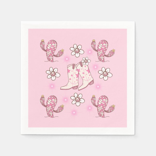 Disco Cowgirl Boot and Cactus Napkin (Front)