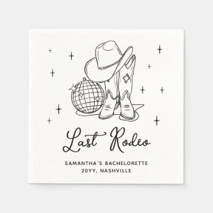 Disco Cowgirl Boots Last Rodeo Bachelorette Party Napkin