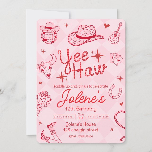 Disco Cowgirl Invitation (Front)