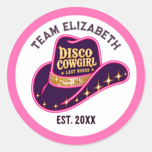 Disco Cowgirl Last Rodeo Team Bride Bachelorette Classic Round Sticker