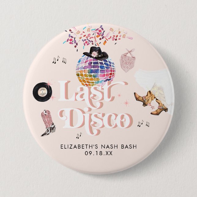 Disco Cowgirl Nashville Pink Rodeo | Bachelorette  7.5 Cm Round Badge (Front)