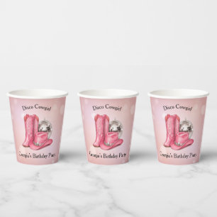 Disco Cowgirl Pink Birthday Party Paper Cups