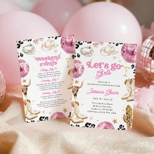 Disco Cowgirl Pink Nashville Bachelorette Weekend  Invitation