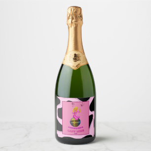 Disco Cowgirl  Retro Bachelorette  Sparkling Wine Label