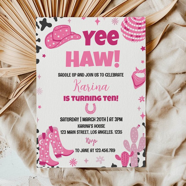 Disco Cowgirl Rodeo Western Birthday Invitation (Creator Uploaded)