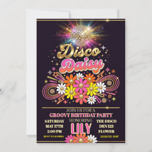 Disco Daisy Birthday Party Invitation