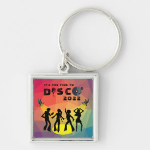 Disco dance floor retro multicolor celebration key ring