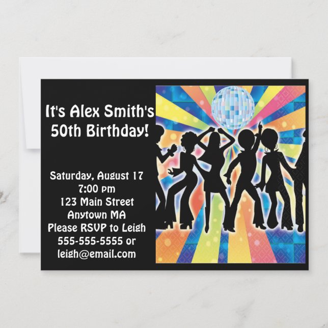 Disco Dance Kid Adult Birthday Invitation (Front)