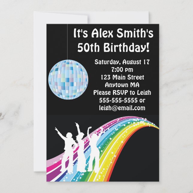 Disco Dance Kid Adult Birthday Invitation (Front)