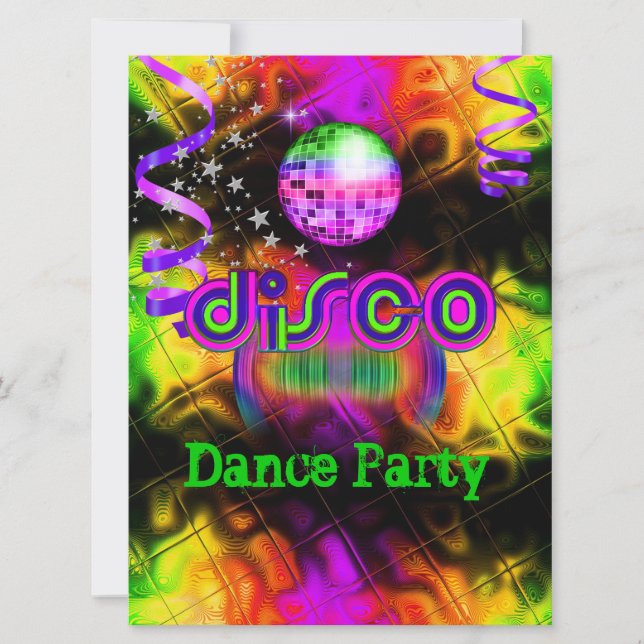 Disco Dance Party Psychedelic music Invitation (Front)