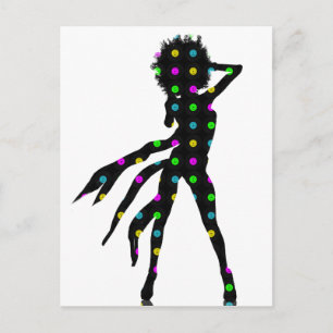 Disco dancing girl silhouette with an Afro Postcard