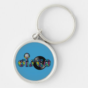Disco Dancing Mirrored Ball and Vinyl Record Key Ring