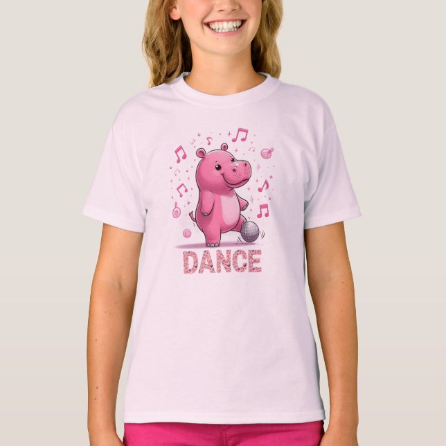 Disco Dancing Musical Hippo Friend T-Shirt (Front)