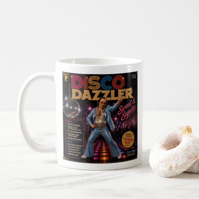 Disco Dazzler Album Coffee Mug (With Donut)