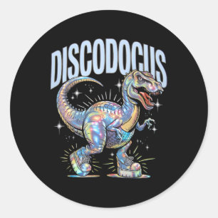 Disco Dinosaur Diplodocus 70s Dino Dancing Funny D Classic Round Sticker