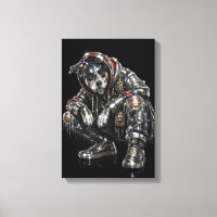 Disco Dog Canvas Wall Art – Modern Mosaic Puppy Ar