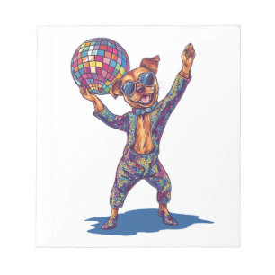 Disco Dog Delight � Funny 70s Party Pup Notepad