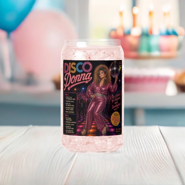 Disco Donna & Disco Dazzler Can Glass (Insitu (Baby Shower))