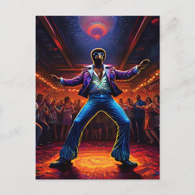 Disco Fever Ostrich Postcard (Front)
