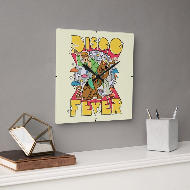 Disco Fever with Scooby and Shaggy Square Wall Clock (Office)
