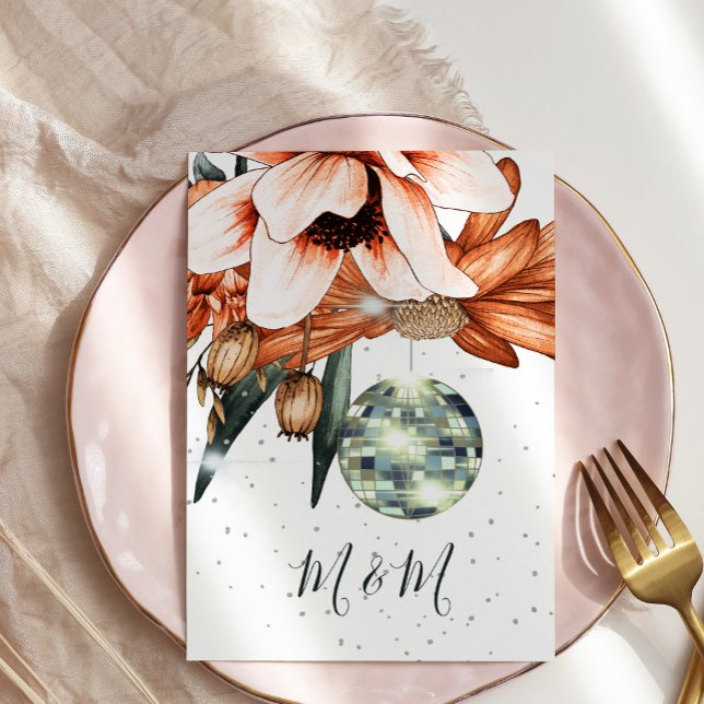  Disco Floral Burnt Orange Terracota Wedding Invitation (Creator Uploaded)